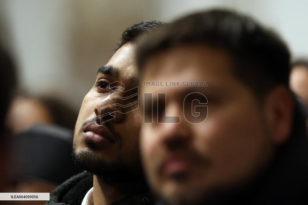 Religion: Cardinal Claudio Gugerotti leads the recitation of the Holy Rosary for Pope Francis on March 01, 2025