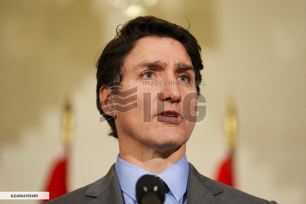 Justin Trudeau Holds Press Conference - London