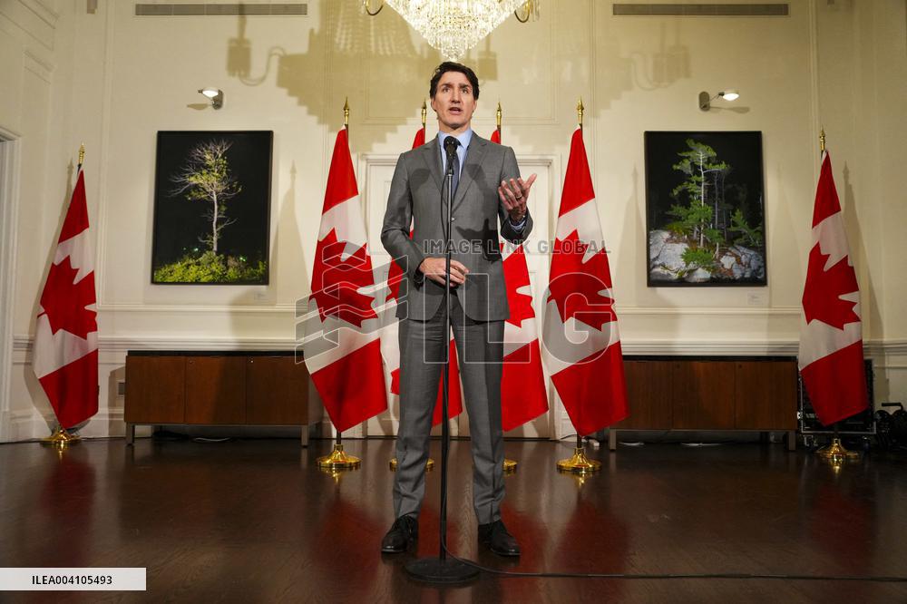 Justin Trudeau Holds Press Conference - London