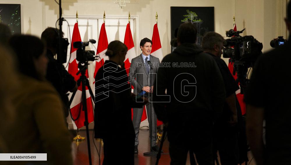 Justin Trudeau Holds Press Conference - London