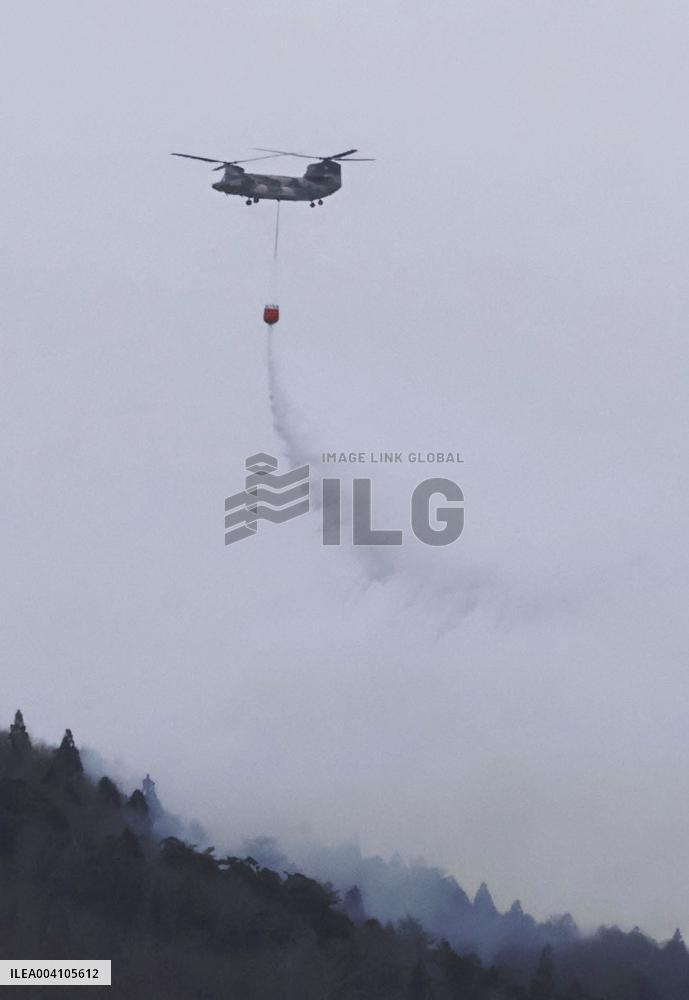 Forest fire in northeastern Japan