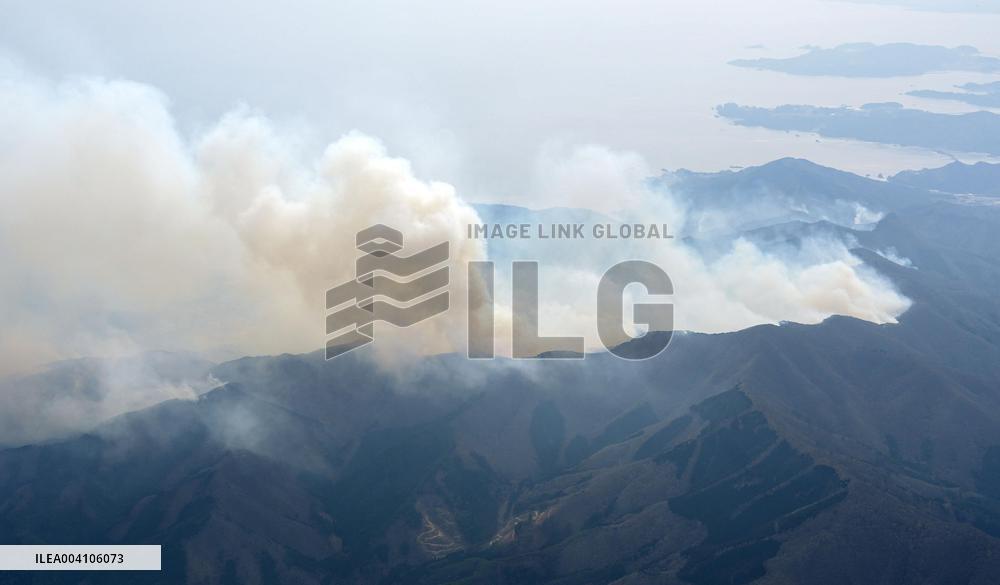 Forest fire in northeastern Japan