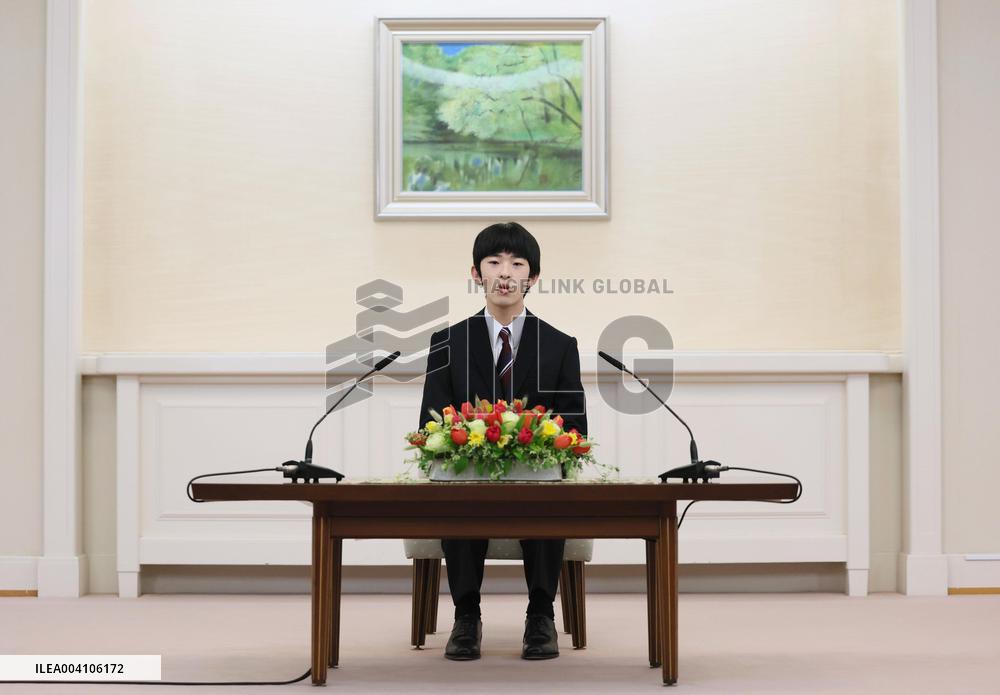 Japan's Prince Hisahito attends 1st news conference