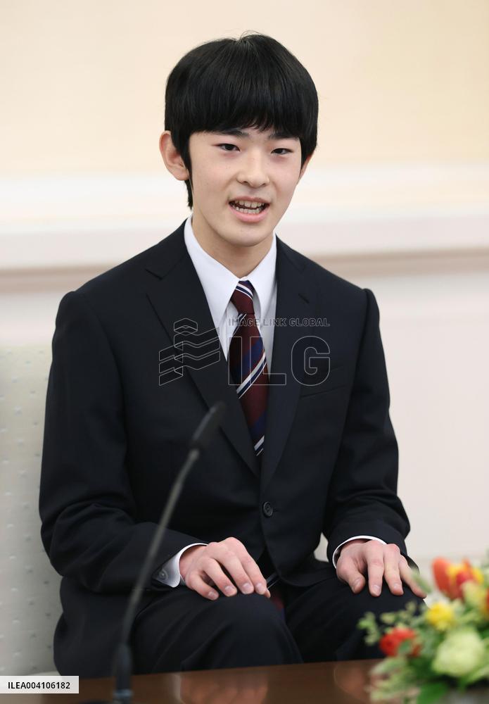 Japan's Prince Hisahito attends 1st news conference