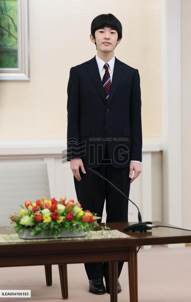 Japan's Prince Hisahito attends 1st news conference