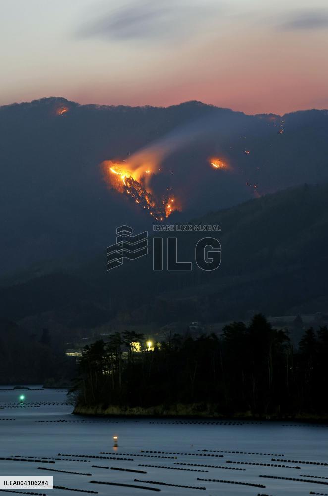 Forest fire in northeastern Japan