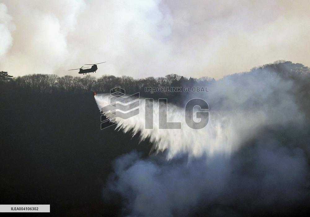 Forest fire in northeastern Japan