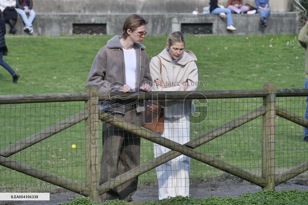 Kelly Rutherford Strolls with Son Hermes in Milan