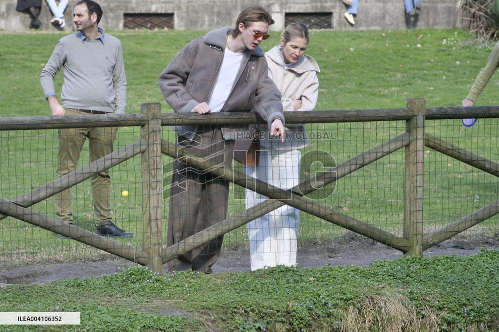 Kelly Rutherford Strolls with Son Hermes in Milan