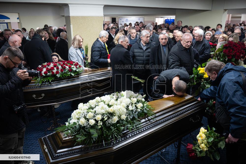 Farewell ceremony for Ukrinform journalist Tetiana Kulyk and her husband Pavlo Ivanchov in Kyiv