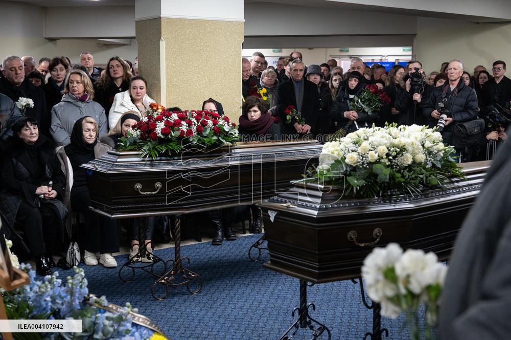 Farewell ceremony for Ukrinform journalist Tetiana Kulyk and her husband Pavlo Ivanchov in Kyiv