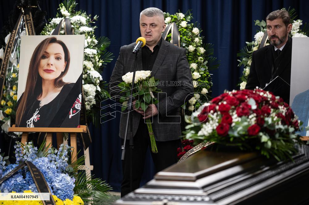 Farewell ceremony for Ukrinform journalist Tetiana Kulyk and her husband Pavlo Ivanchov in Kyiv
