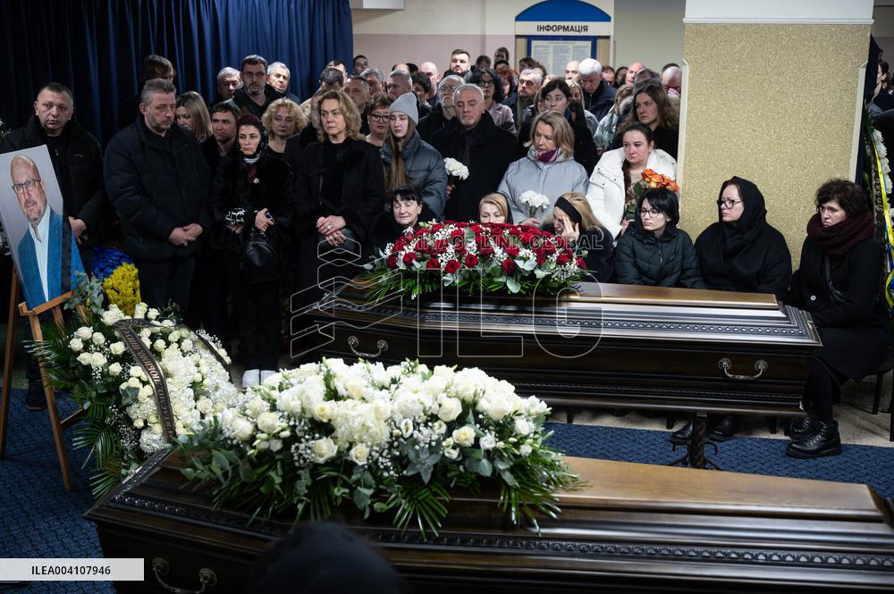 Farewell ceremony for Ukrinform journalist Tetiana Kulyk and her husband Pavlo Ivanchov in Kyiv