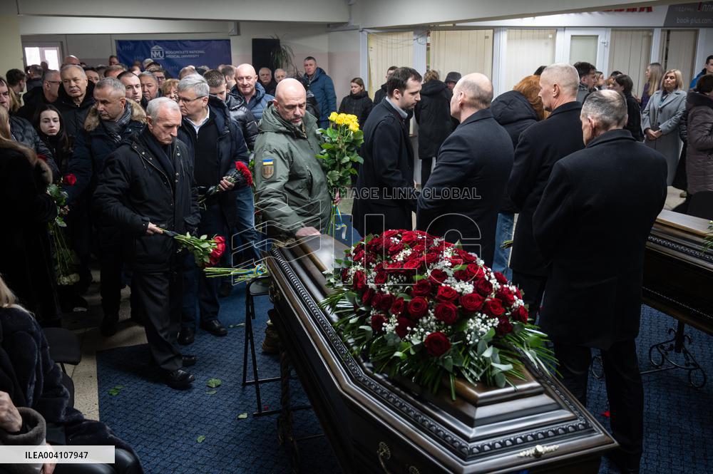 Farewell ceremony for Ukrinform journalist Tetiana Kulyk and her husband Pavlo Ivanchov in Kyiv