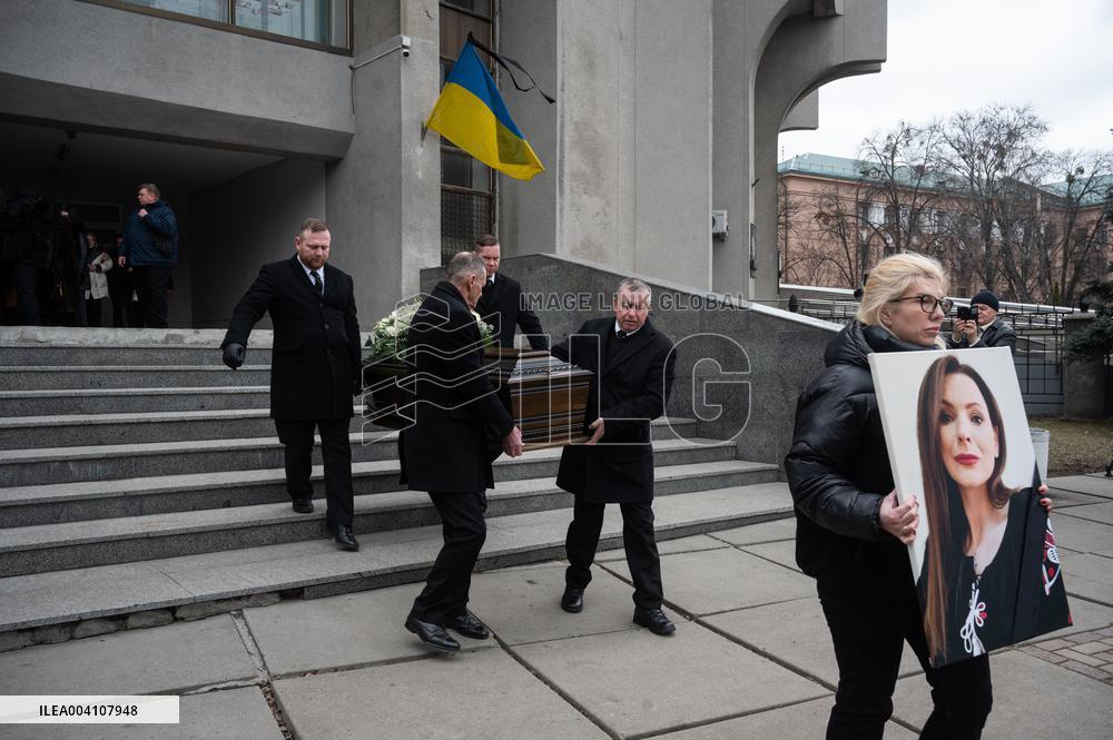 Farewell ceremony for Ukrinform journalist Tetiana Kulyk and her husband Pavlo Ivanchov in Kyiv