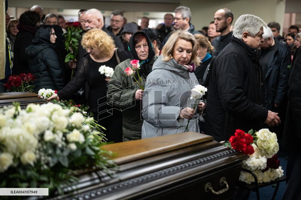 Farewell ceremony for Ukrinform journalist Tetiana Kulyk and her husband Pavlo Ivanchov in Kyiv