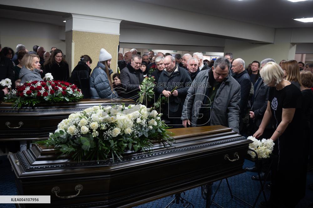 Farewell ceremony for Ukrinform journalist Tetiana Kulyk and her husband Pavlo Ivanchov in Kyiv