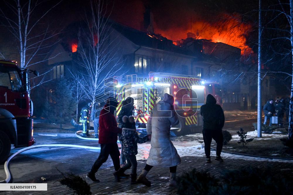 Aftermath of Russian drone attack on residential building of Zaporizhzhia