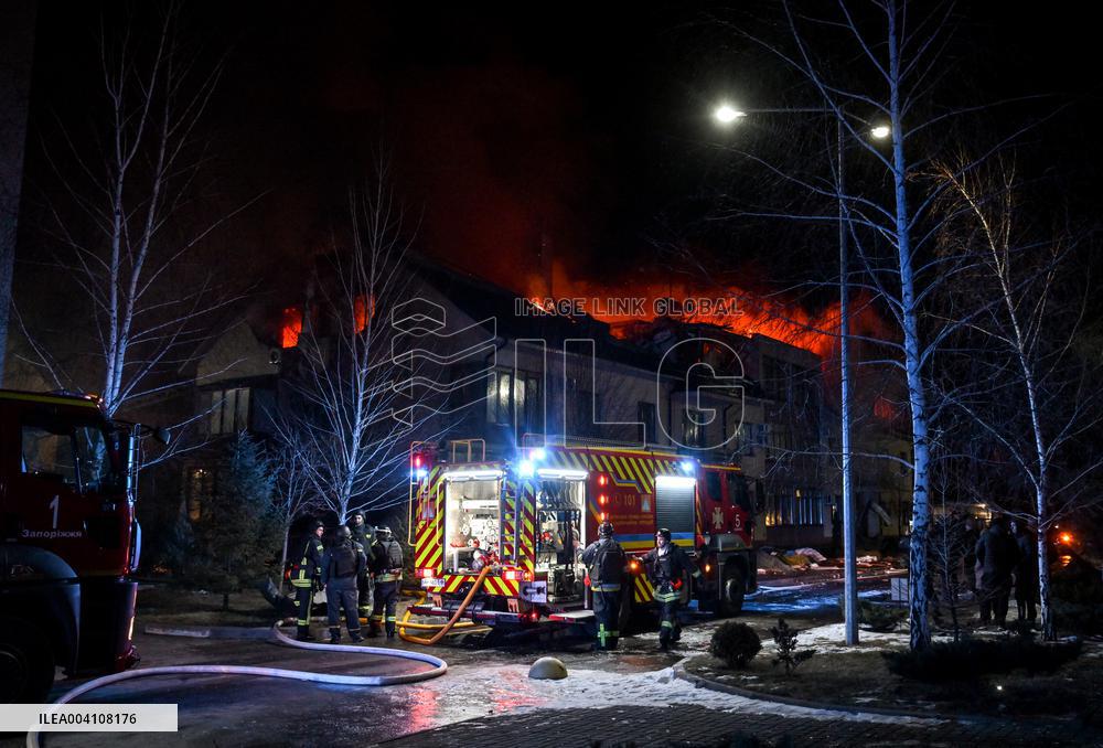 Aftermath of Russian drone attack on residential building of Zaporizhzhia