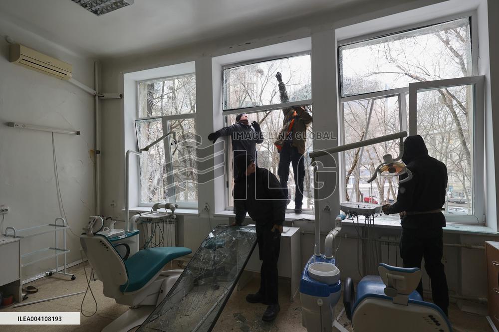 Response effort to Russian drone strike in Kharkiv