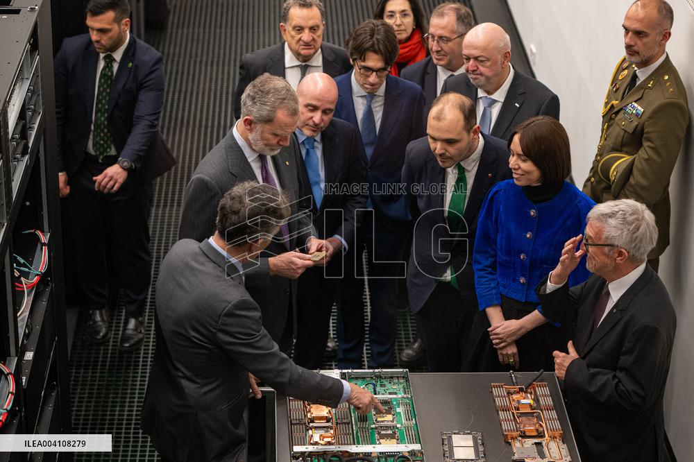 King Felipe Visits The Barcelona Supercomputing Center