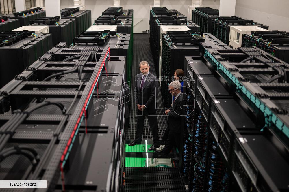 King Felipe Visits The Barcelona Supercomputing Center
