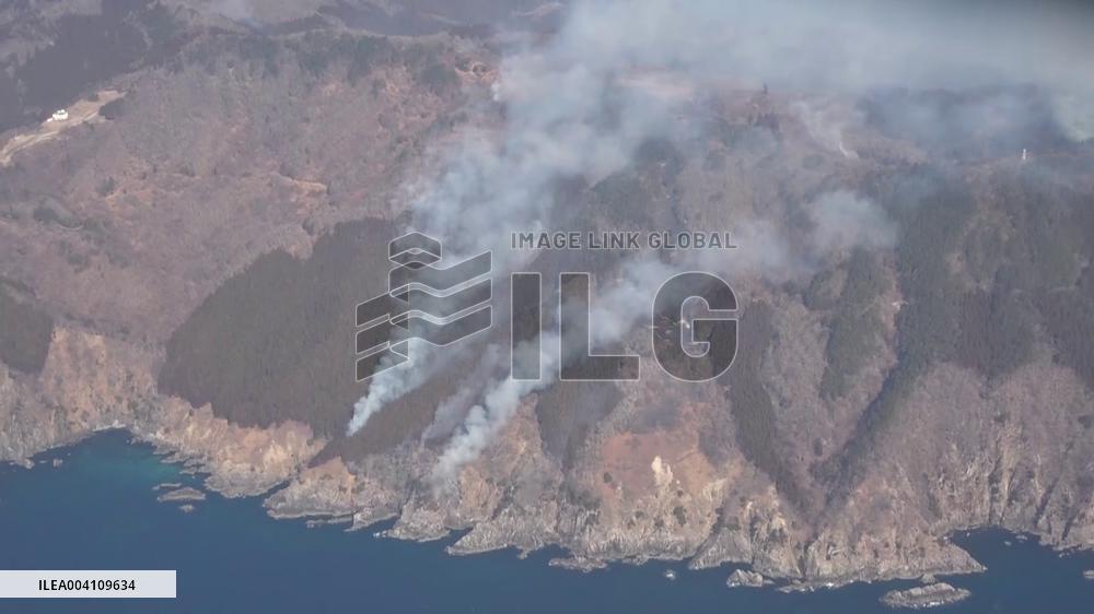 Forest fire in northeastern Japan