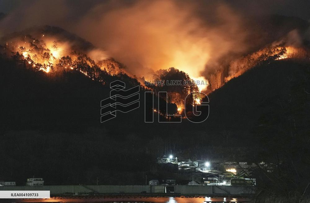 Forest fire in northeastern Japan