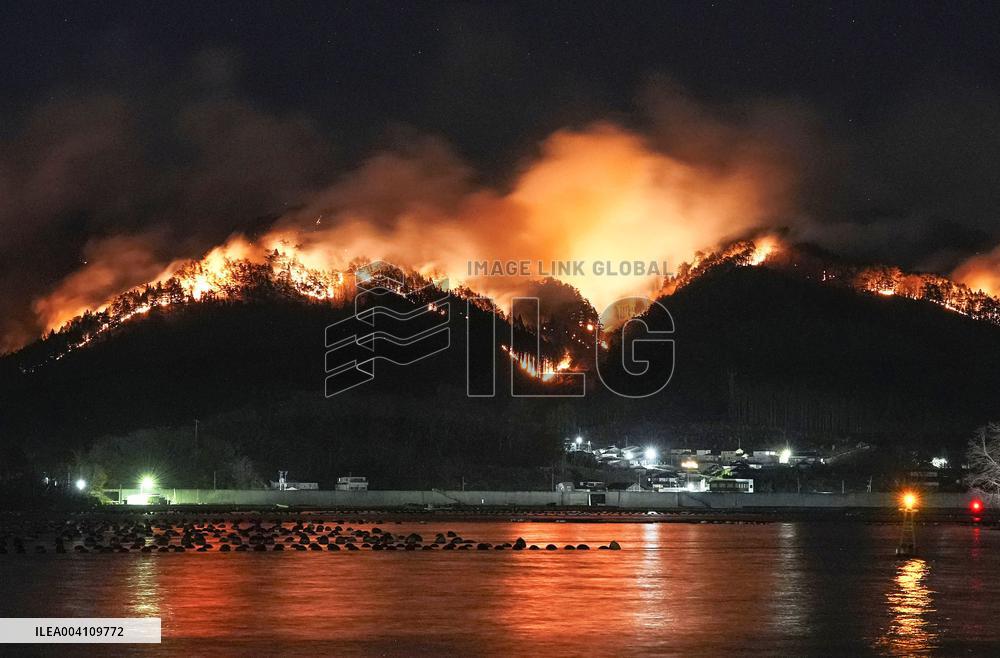 Forest fire in northeastern Japan