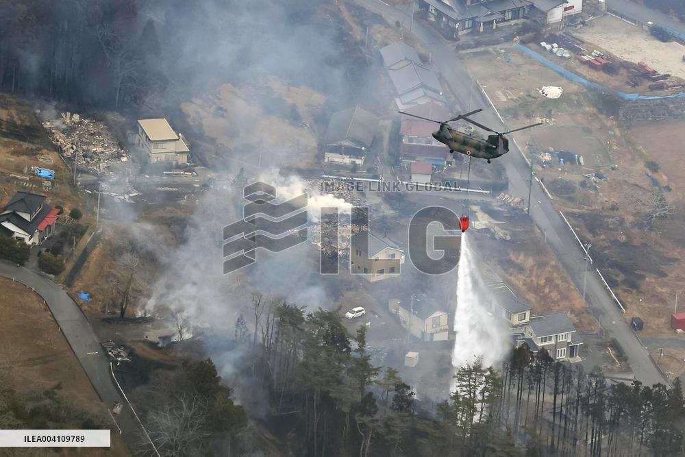Forest fire in northeastern Japan