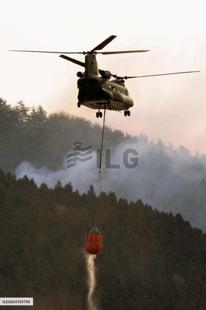 Forest fire in northeastern Japan