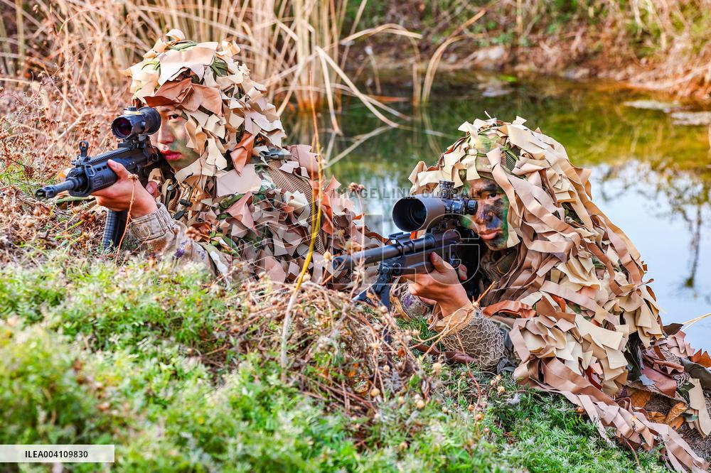 A Reconnaissance Team Exercises at A Field Comprehensive Training Base