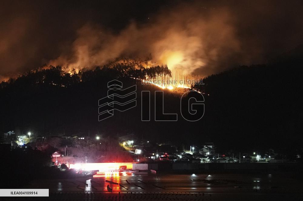 Forest fire in northeastern Japan