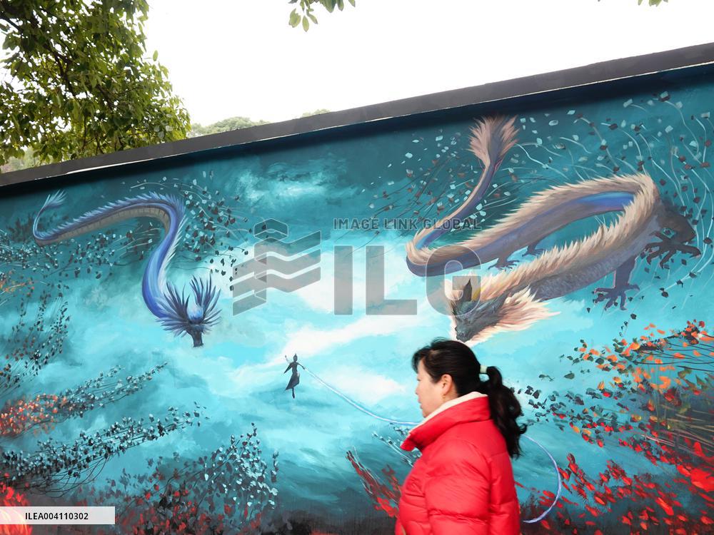 Nezha 2 Theme Wall Painting in Yichang