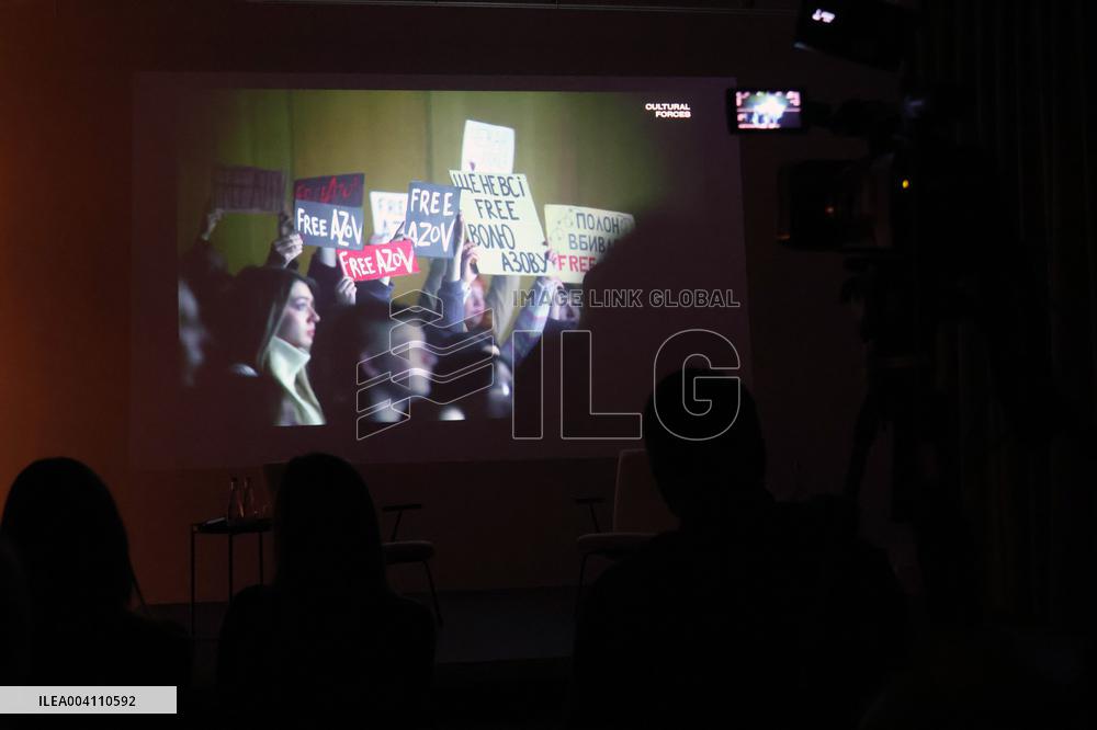 Serviceman Kostiantyn Vierinov attends the premiere of Memory, a new music video by the Cultural Forces of Ukraine, Kyiv, Ukrain