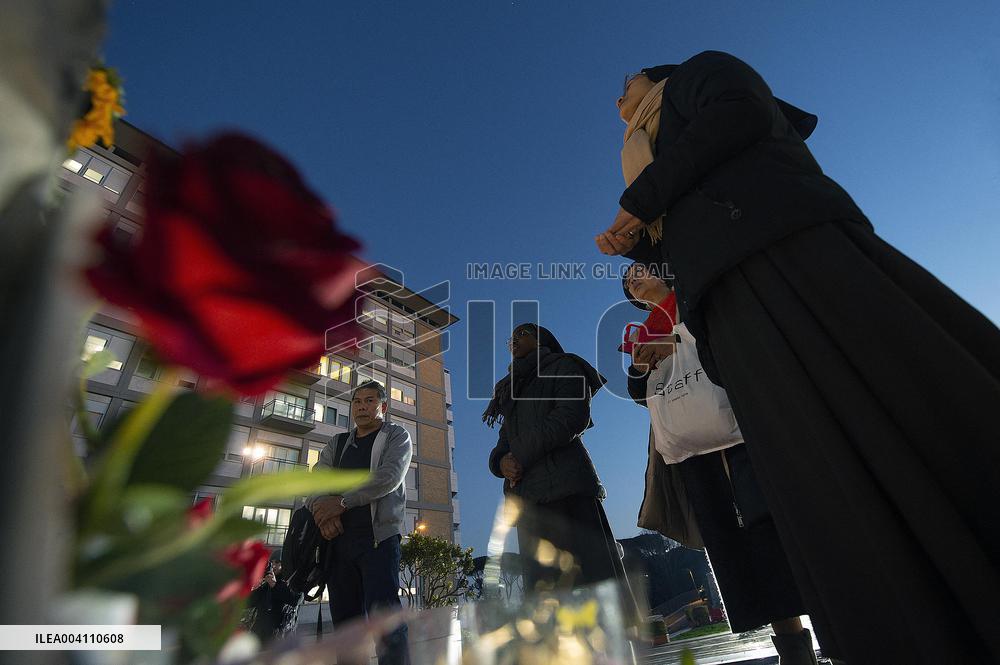 People Pray Outside the Agostino Gemelli Polyclinic in Rome