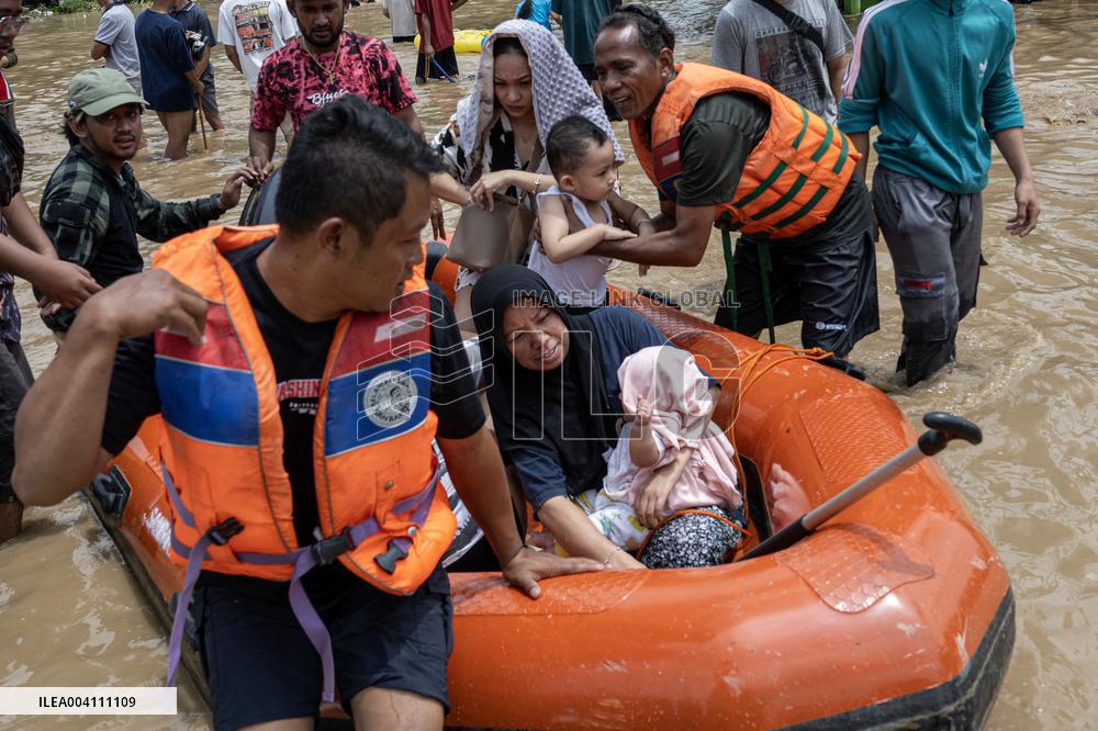 Hundreds Evacuated As Torrential Rains Flood Indonesia