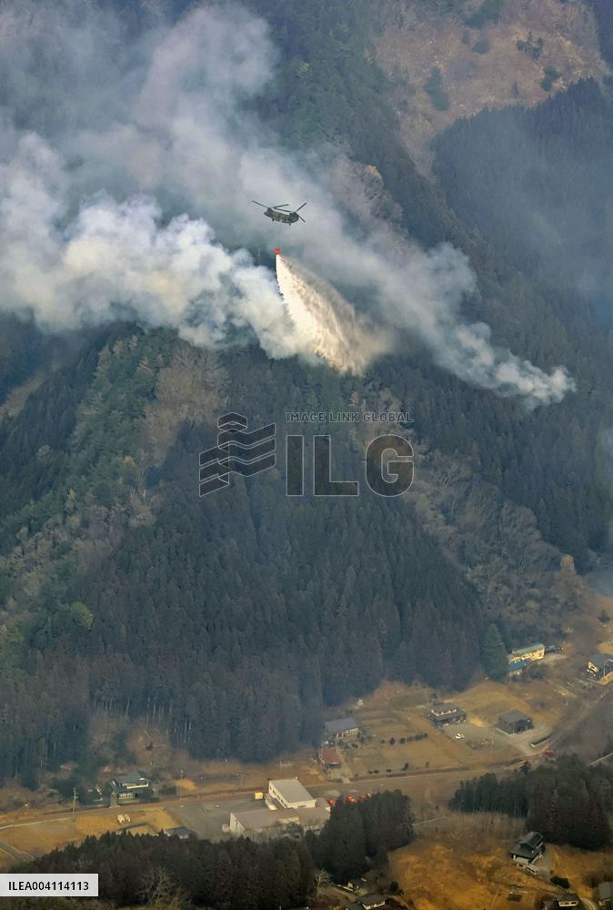 Forest fire in northeastern Japan