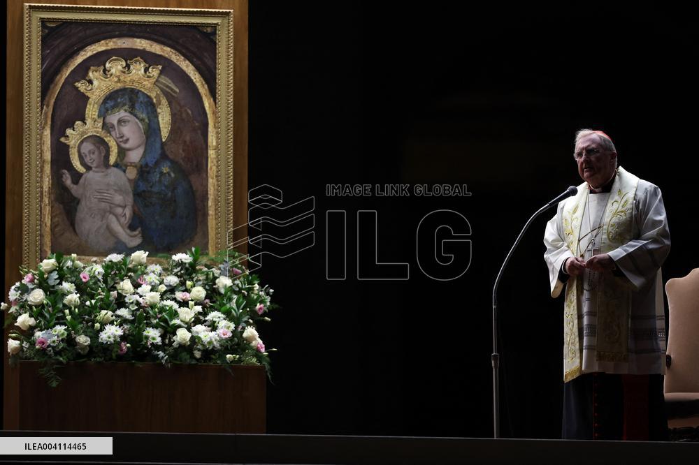 Religion: Cardinal Arthur Roche leads the recitation of the Holy Rosary for Pope Francis on March 04, 2025