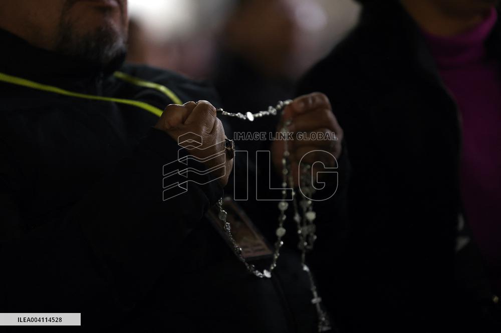 Religion: Cardinal Arthur Roche leads the recitation of the Holy Rosary for Pope Francis on March 04, 2025