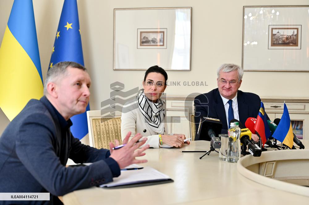 Joint press conference by Andrii Sybiha and Dominique Hasler in Lviv