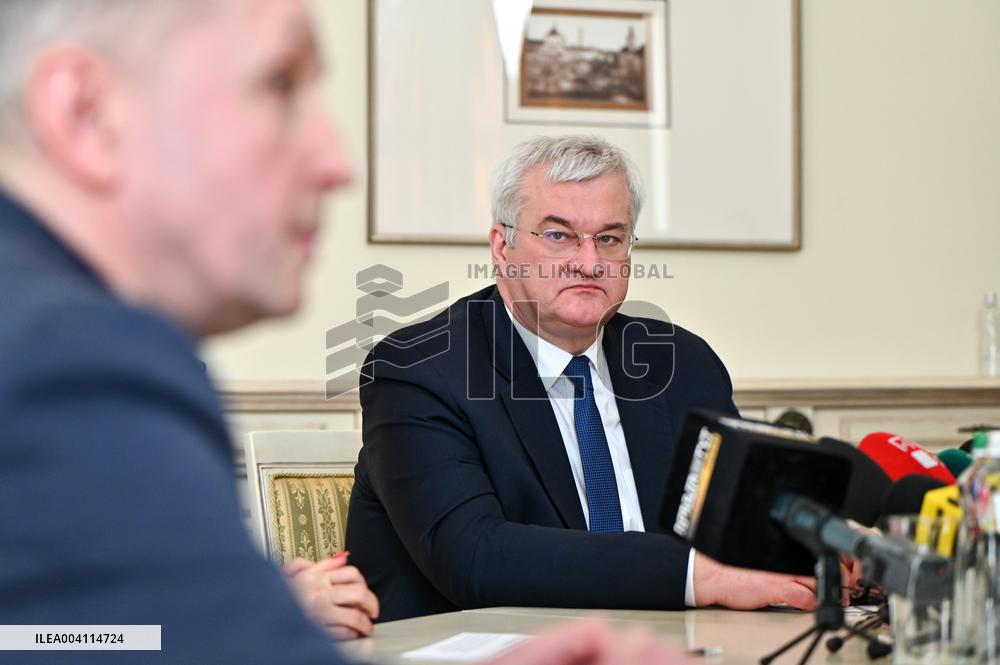 Joint press conference by Andrii Sybiha and Dominique Hasler in Lviv