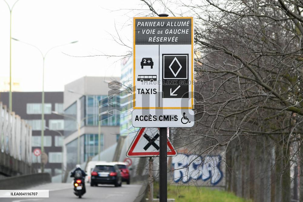 Carpool Lanes on The Paris Ring Road - France