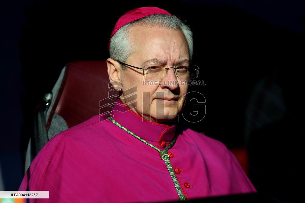 Religion: Cardinals and bishops preceded by the penitential procession from the Basilica of Sant'Anselmo towards the Basilica of