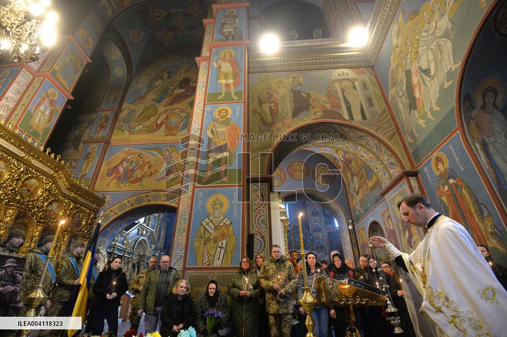 Farewell ceremony for Ukrainian serviceman Vasyl Ratushnyi in Kyiv