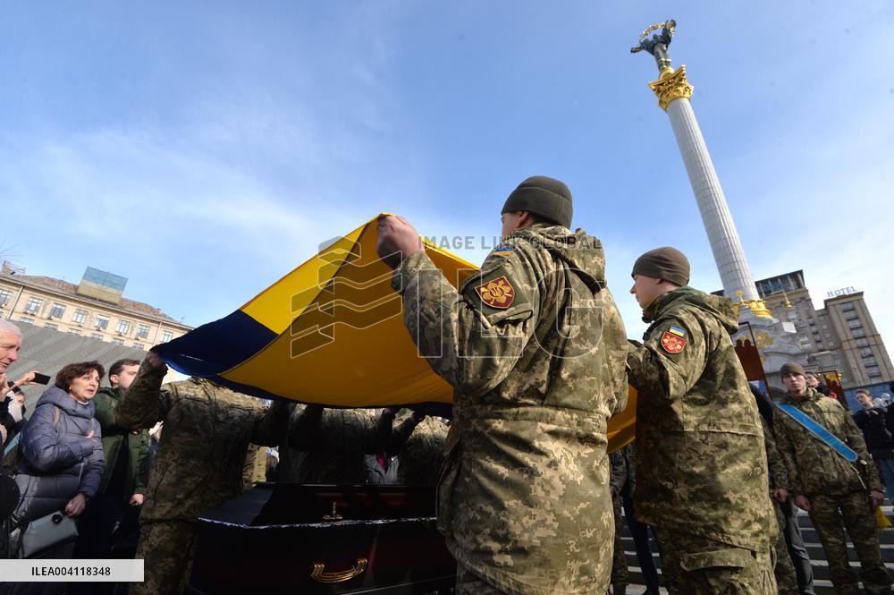 Farewell ceremony for Ukrainian serviceman Vasyl Ratushnyi in Kyiv