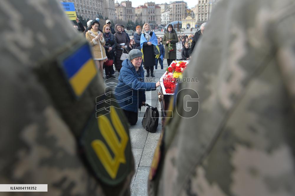 Farewell ceremony for Ukrainian serviceman Vasyl Ratushnyi in Kyiv