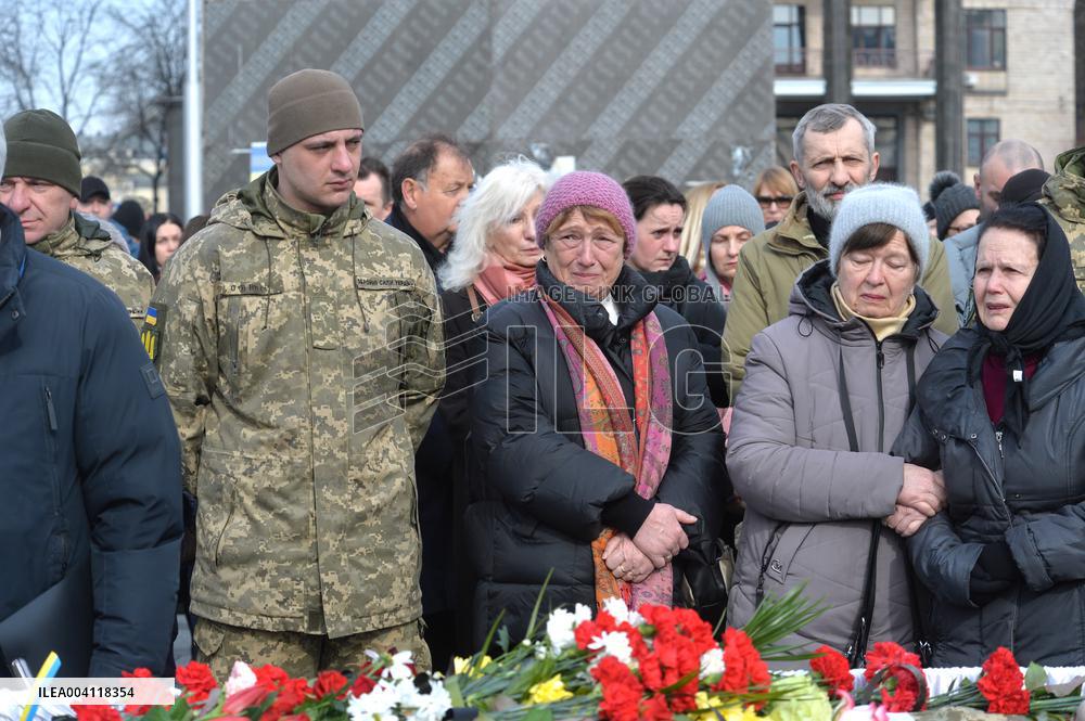 Farewell ceremony for Ukrainian serviceman Vasyl Ratushnyi in Kyiv