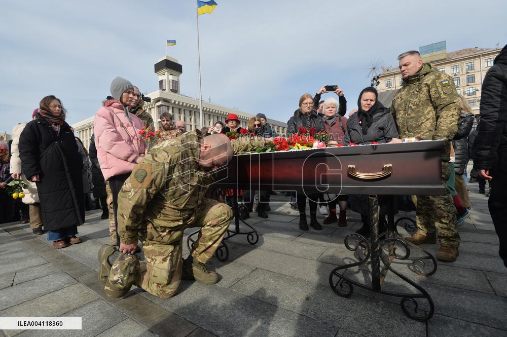 Farewell ceremony for Ukrainian serviceman Vasyl Ratushnyi in Kyiv