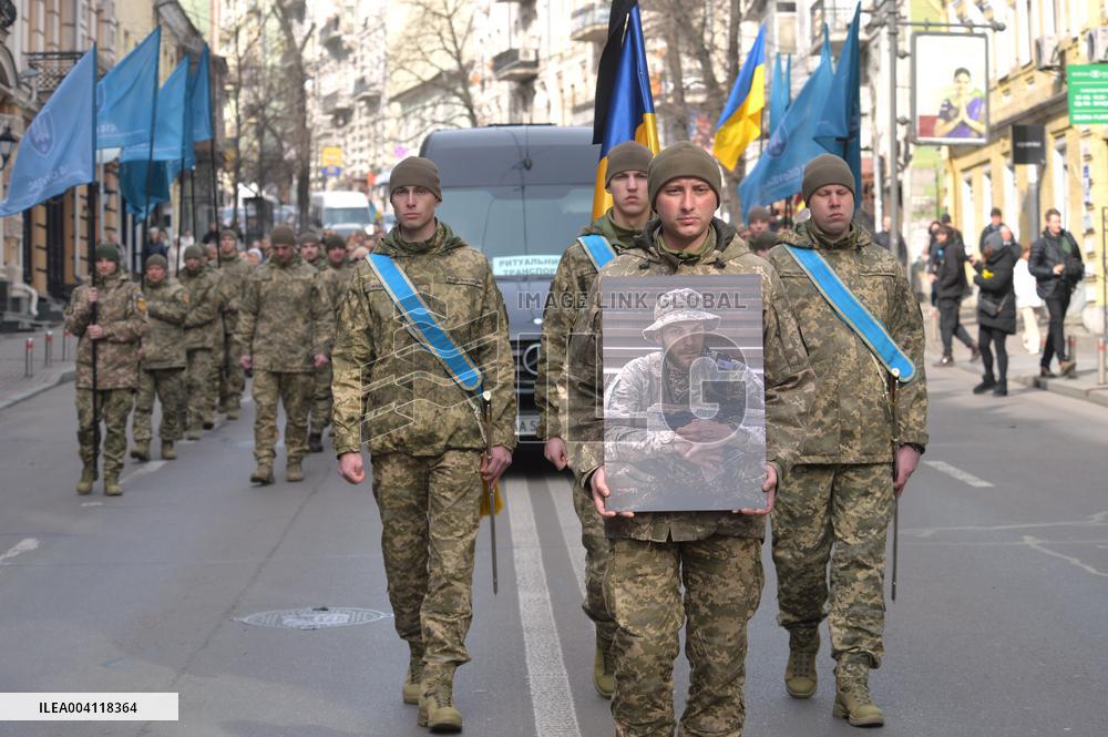 Farewell ceremony for Ukrainian serviceman Vasyl Ratushnyi in Kyiv